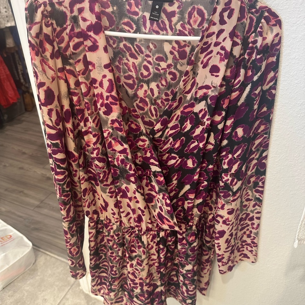 Aqua Pink and Cream Animal Print Romper